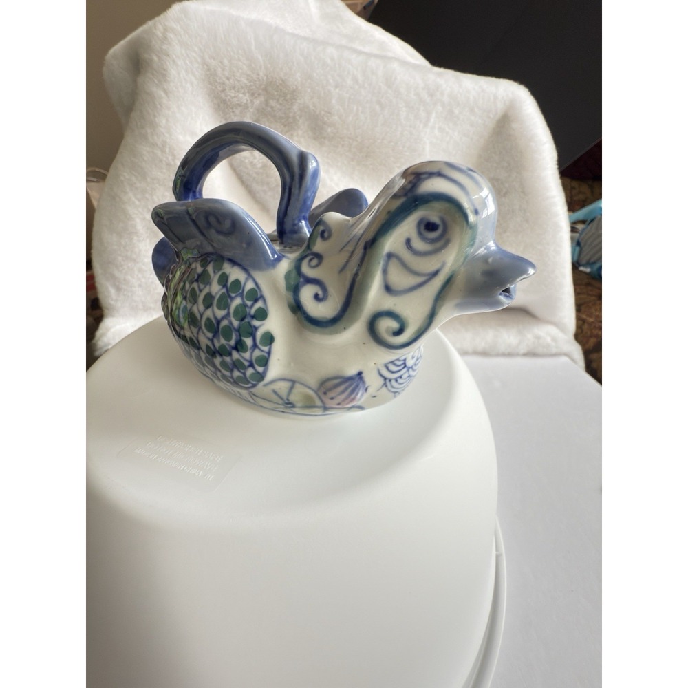 Bird Teapot Pitcher Creamer From China Blue White Vintage